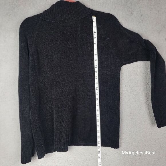 Pappagallo Womens Sweater M Pullover Asymmetric Zip Mock Embroidered Cottagecore - Picture 7 of 9